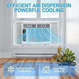 Towallmark Window Air Conditioner 6000 BTU - Cools Areas Up to 250 Sq. Ft., with Dehumidifier, Fan, ECO Mode, Auto-Restart & 3 Speeds for Home