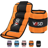 VBSD Adjustable Ankle Weights for Men Women, 10lb 1 Pair Leg Weight Straps, Weighted Ankle Weights Set, 1-5 lbs Each Ankle, 1 Pair 2-10 lbs, Orange