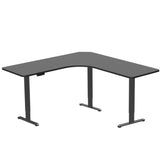 Height Adjustable 71 x 71 inch Curved Corner Stand Up Desk, Black Table Top, Black Frame, Memory Controller