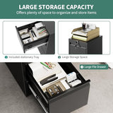 4 Drawer Metal File Cabinet with Lock, Wide Office Steel Filing Cabinet, Mobile Storage Organizer for Letter Legal Files