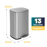 13 Gallon/50 L Garbage Can Kitchen Trash Can with Lid for Office Bedroom Bathroom Step Trash Bin