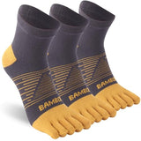 Sunew Five Finger Socks Women, Viscose Made from Viscose Odor Free Breathable Mesh Crew Five Finger Toe Socks for Running Walking Athletic Grey+Yellow 3 Pairs Small