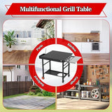 AOKEMAi Grill Table for Oon Pizza Oven Accessories, Ninja Pizza Oven Table with Extendable Desk - Fit Gozney, Solo Stove, Durable Outdoor Grill Cart Stand with Food Prep Topping Station for Backyard