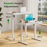 Small Standing Desk with Drawer, 35" x 20" Whole Piece Tabletop Electric Sit Stand Desk