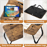 Lap Desk Foldable Laptop Table Portable Bed Tray Desk with Holders for Cup and Tablet