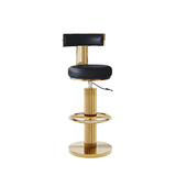 Swivel Bar Stools, Counter Height Stools with Gold Stainless Steel, Black