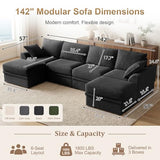 142" Upgraded Boneless Couch with Storage, Modular Sectional Couches for Living Room