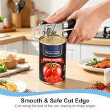 EEKEDO Can Opener Manual, Heavy Duty Stainless Steel Can Opener and Bottle Opener with Magnet, Multifunctional Kitchen Tool, Sharp Cutting Wheel, Soft Ergonomic Handle, Oversized Turn Knob, Black