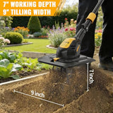 HEINPRO Cordless Tiller Cultivator Compatible with Dewalt 20V MAX Battery, 9In Tilling Width & 7In Depth Electric Tiller for Gardening (Tool Only)