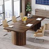 Conference Table for 6-8 People, 6.56 ft Large Rectangle Meeting Table with Double Pedestal