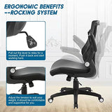 Office Chair Ergonomic Desk Chair, Computer PU Leather Home Office Chair, Swivel Mesh Back Adjustable