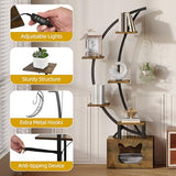 DWVO Tall Bookshelf with LED Light, Artistically Designed Moon Arched Bookcase, Bedroom