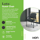 Office Chair, Black Guest Seat with Arms and Casters, Mesh Back