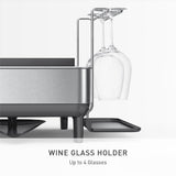 simplehuman Large Capacity Dish Drying Rack with Stainless Steel Frame, 360º Easy Drain Swivel Spout, Utensil & Wine Glass Holder, Anti-Residue Coating, Moisture Control Surface, Grey