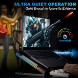 Gaming Laptop Cooling Pad with Movable Fan and Automatic Speed Adjustable by Temperature,Music Sync RGB Light