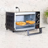 Toaster Oven 4 Slice Small Compact Kitchen Appliance | Pizza Black Stainless Steel Koolatron