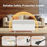 Embilis Panel Space Heater for Indoor Use, 1500W Large Room Convection Electric Heater with Adjustable Thermostat, 12H Timer, Overheating & Tip-over Protection, Standing or Wall Mounted