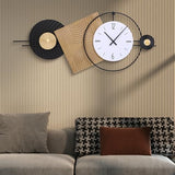 Anmotpe 37.7X21Inch Large Modern Wall Clock Geometric Dial-Solid Wood Metal Frame Silent Non Ticking Wall Clocks for Living Room, Bedroom Decoration, Contemporary Home Wall Decor Gift Idea