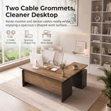 GT BLACK TURNSTONE 63" L Shaped Executive Desk, Modern Office Desk with 3 Drawers