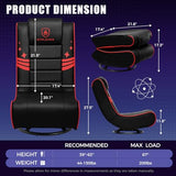 GTPLAYER Floor Gaming Chair Foldable Swivel Floor Chairs for Kids Boys Comfy Video Game Seat with 360° Multipurpose for Gamers, Bedroom or Game Room (Black-Red)