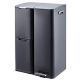 Triple Compartment Stainless Steel Trash and Recycling Bin Combo,16 Gallon,Removable Inner Buckets,Collapsible Foot Pedal,Indoor Use for Kitchen Home Office