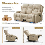 URRED Power Loveseat Recliner Sofa with Massage and Heat，Beige
