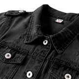 Hixiaohe Spring Summer Jean Jacket for Women Trendy Half Sleeve Button Down Short Denim Jacket Retro Cropped Trucker Coat
