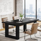 Tribesigns Conference Table, MoTribesigns Conference Table, Modern Meeting Table, 5 ft Wood Conference Room Tabledern Meeting Table, 5 ft Wood Conference Room Table, Large Rectangular Business Furniture Seminar for Boardroom (1, Black)