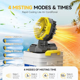 Portable Misting Fan with 25L Bucket, 30000mAh Rechargeable Battery Powered Floor Cooling Fan with 4 Strong Winds & 4 Spray Mister, Outdoor Oscillation Fans for Camping/Patios/Beach/Worksite (Yellow)
