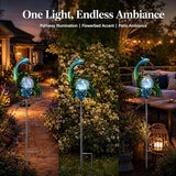 Voumsil Solar Garden Lights Outdoor - Decorative Metal Heron Stake with Cracked Glass Ball, Weather Resistant Auto-On Landscape Lighting for Yard Patio Lawn Pathway Decor, Gardening Gift for Mom