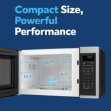 GE Countertop Microwave Oven, Compact 0.9 Cubic Ft., 900-watt Capacity, 7 Auto Cooking Settings, Child-Lock Technology, Kitchen Essentials for The Countertop, Dorm Room or Apartment, Stainless Steel