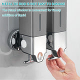 No-Drill 3 Pack 500ml Wall Mounted Soap Dispenser for Bathroom and Kitchen, Shampoo and Conditioner Dispenser Drill Free with Adhesive(Square-Grey)