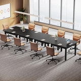 Tribesigns 6.57 ft Conference Table for 6 People, Wooden Small Square Meeting Seminar Table, Modern Boardroom Desk with Solid Wood Legs and Thickened Tabletop for Office Conference Room (2, Black)