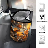 YHNNH Car Trash Can Autumn Leaves Car Trash Bag with Cover and Waterproof Bin