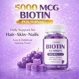 JianQ Biotin Gummies for Hair Skin & Nails – High Strength 5000 mcg Biotin with Collagen, Zinc & Vitamin C | Vegan, Sugar-Free, Non-GMO | Supports Healthy Hair Growth | 60 Count
