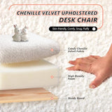 VINGLI Chenille Curved-Back Armless No Wheels Vanity Chair