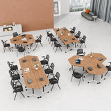 Usosidam Folding Conference Room Table with Wheels, Modular Mobile Trapezoidal Flip-Top Training Table