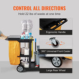 Cleaning Cart, 3-Shelf Commercial Janitorial Cart, 200 lbs Capacity Plastic Housekeeping Cart