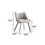 DinaiteEain PlushComfort 2-Piece Accent Chair Set – Modern Faux Leather Chairs with Black Metal Legs for Patio, Dining, Living Room or Office, 19.6" W x 31.8" H, Grey