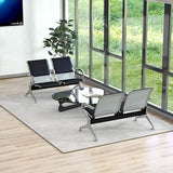 2-Seat Waiting Room Bench - PU Leather Waiting Room Chairs with Arms & Non-Slip Foot Mats