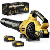 Leaf Blower Cordless, 650CFM & 3 Speed Levels, Electric Cordless Leaf Blower with 2 * 5.0Ah Battery Powered, Yellow Blowers