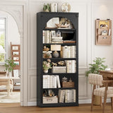 Tall Arched Bookcase and Bookshelf, Farmhouse Book Shelf with 6 Tiers Open Shelves