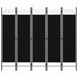 Zexlorith 5-Panel Room Divider, Foldable Iron Privacy Screen, Black
