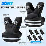Adjustable Weighted Vest for Women and Men, 11-18lb Rucking Vest with 6 Ironsand Weights, Reflective Stripe and Storage Pocket for Running, Workouts