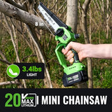 2-in-1 Cordless Pole Saw for Tree Trimming, 20V 3Ah Battery Powered Pole Chainsaw with 8-Inch Bar, 15FT Reach Electric Tree Trimmer & Mini Chainsaw for Branch Cutting & Pruning