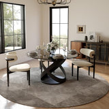 POVISON 51" Modern Round Dining Table, Glass
