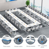 Modern Mobile Training Table with Wheels, White Foldable Seminar Meeting Tables for Office