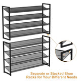 NEYCIL Large Shoe Rack 8 Tier Shoe Organizer, Heavy Duty Metal 4-Tier Stackable Shoe Storage Vertical Shoe Rack for Closet Front Door Entrance, Up to 50 Pairs, 44.8" W x 11.4" D x 56.7" H, Black