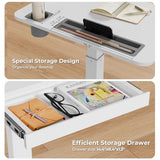 Mobile Standing Desk with Drawer, 28" Rolling Desk with Cup Holder and Hooks