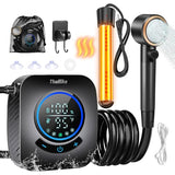 Upgraded Portable Shower with Heater, 1500W Immersion Heated, 8000mAh Rechargeable Camping Shower Pump with LED Display, IPX8 Waterproof Lightweight Outdoor Shower Pump Kit for Hiking